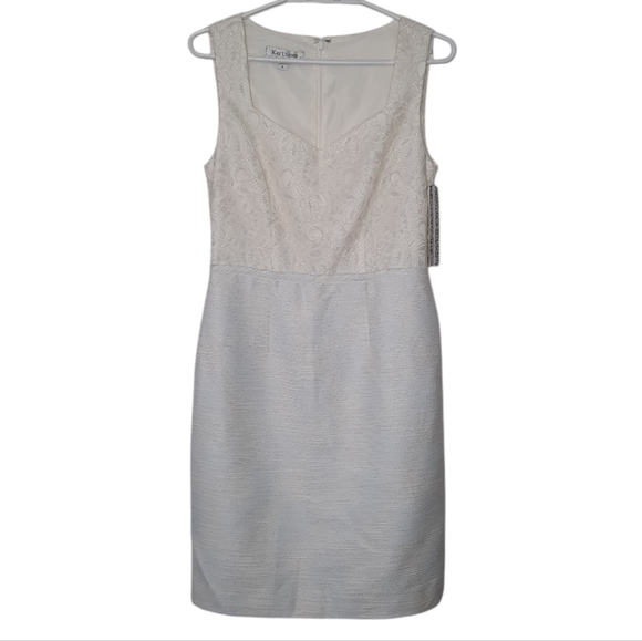 Kay Unger Lace Tweed Sleeveless Sheath Dress Metallic Thread Womens Size 6 New - Picture 1 of 16